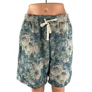 Manfinity Men's Blue Floral High Rise Elastic Waist Drawstring Bermuda Shorts L